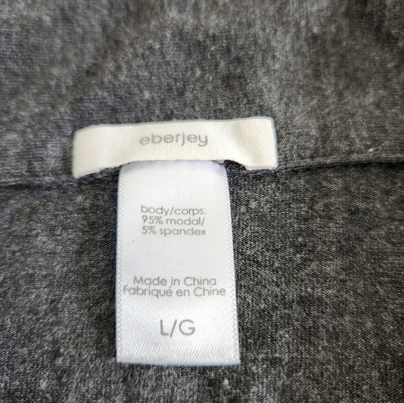 Eberjey Long Sleeve Button Down Sleep Pajama Top Grey Size Large - Picture 3 of 5